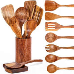 9 PCS Wooden Spoons for Cooking,
